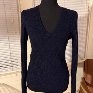 navy blue slim fit black label ralph lauren cashmere v neck sweater (oprah fave)